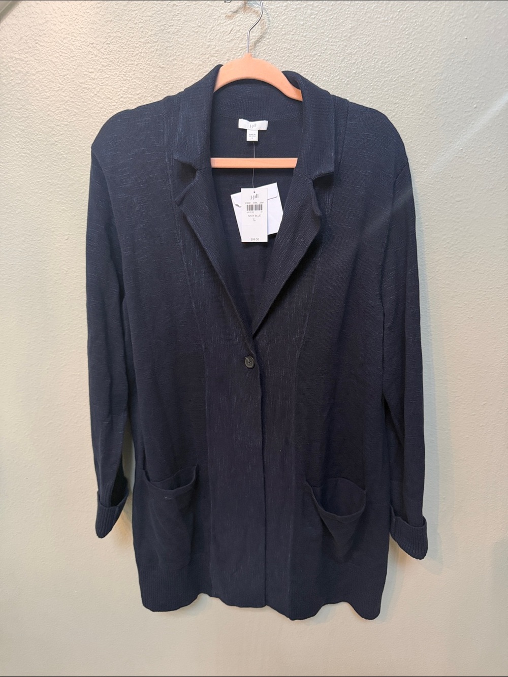 J. Jill NWT Navy Collared Sweater Blazer, women’s size large